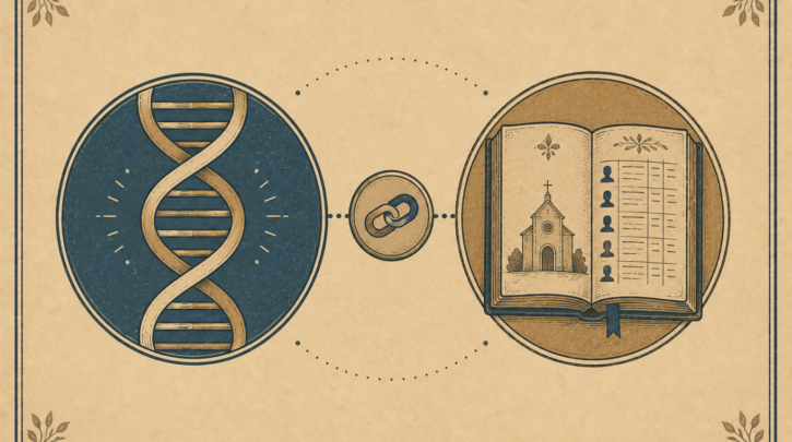 Illustration of connecting a DNA match to documented Portuguese records