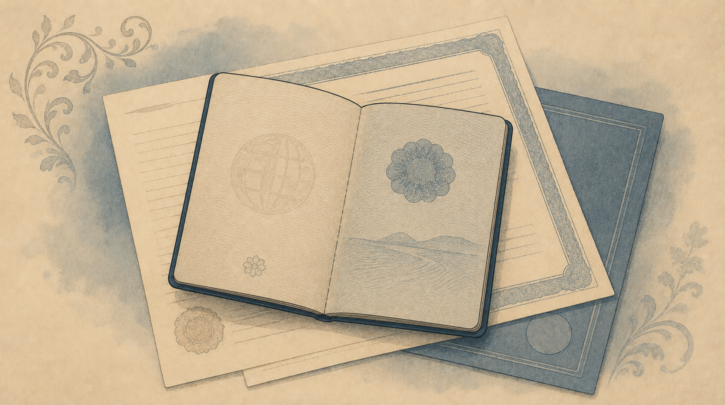Illustration of a passport representing Portuguese citizenship by descent