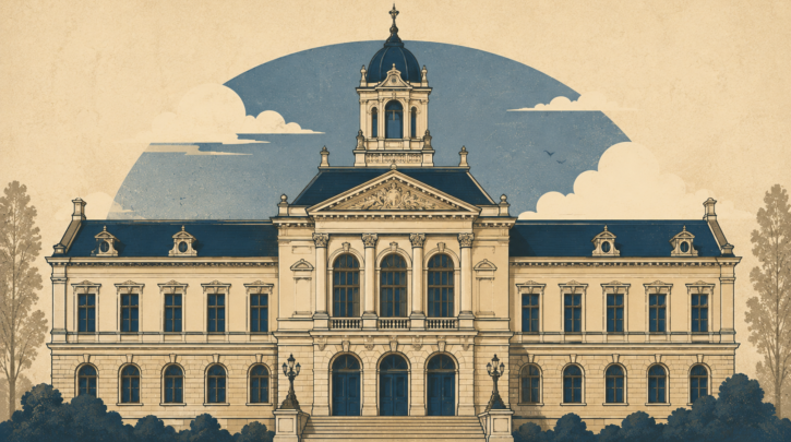 Illustration of the Portuguese district archives and the Torre do Tombo