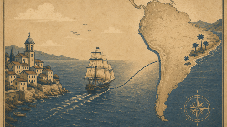 Illustration of Portuguese emigration to colonial and modern Brazil