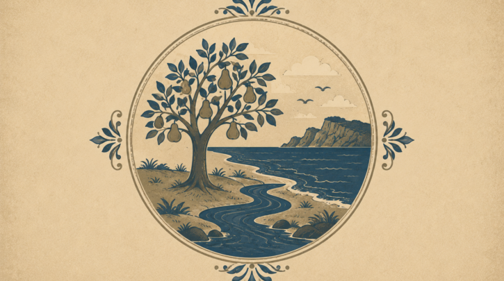 Illustration of the natural elements behind Portuguese place and nature surnames