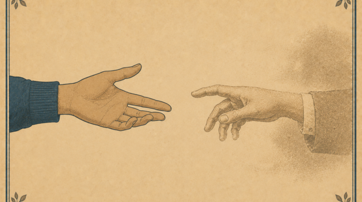 Illustration of hands reaching across generations to reclaim Portuguese heritage