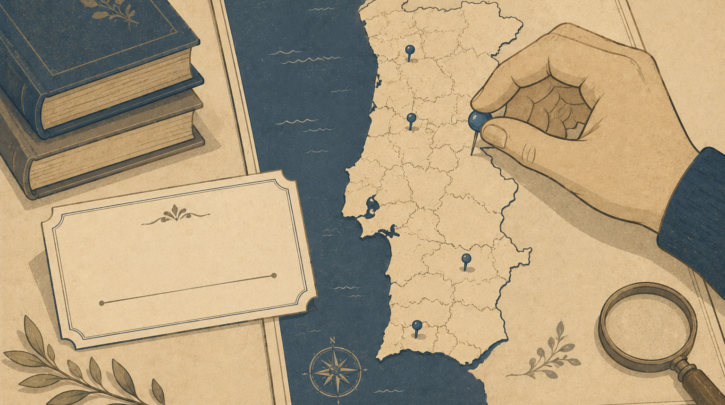 Illustration of researching a Portuguese surname's origin and history