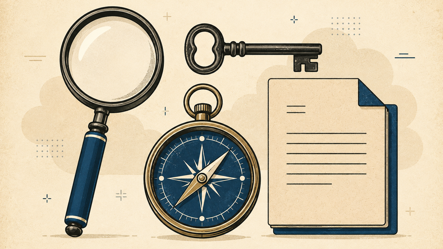 Illustration of a Portuguese genealogy research toolkit